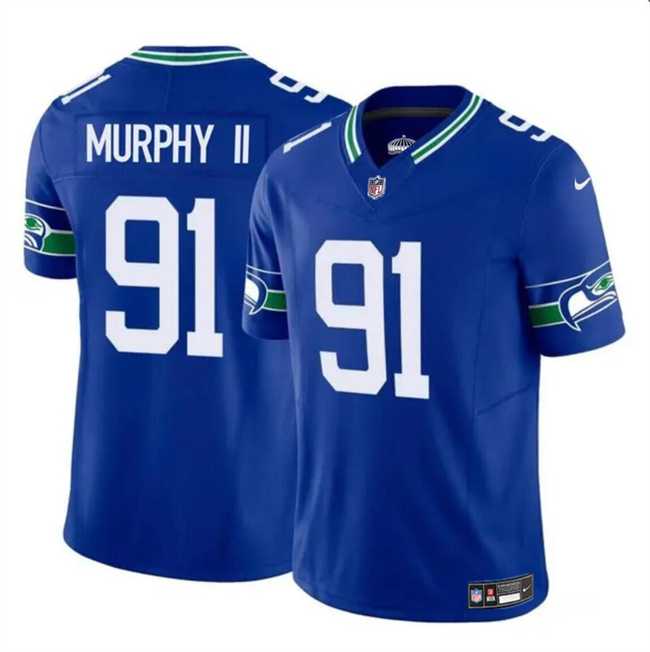 Men & Women & Youth Seattle Seahawks #91 Byron Murphy II Royal 2024 Draft F.U.S.E Throwback Vapor Limited Stitched Jersey->seattle seahawks->NFL Jersey